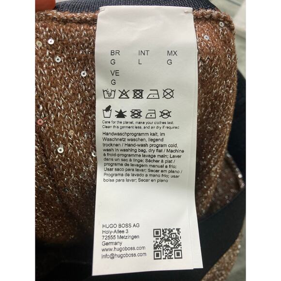 NWT Hugo Boss Womens Gold Glitter Knit Pants Sz L . Lurex - Picture 9 of 12